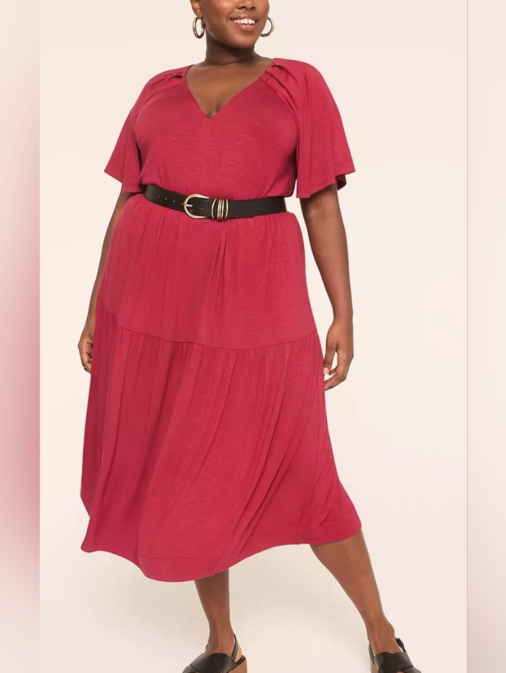 Layne Bryant V-Neck Flutter Sleeve Midi Dress